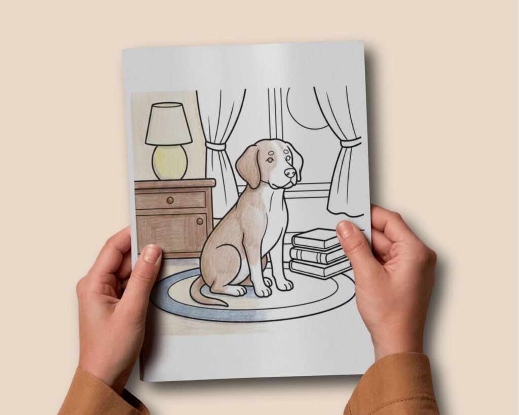 cena de cachorro metade colorida